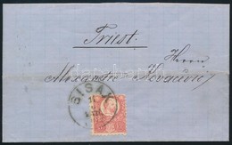1872 Réznyomat 5kr Levélen, Piros Festékfolt Az Arc Mellett / Paint Spot, On Cover 'SISAK' - Triest - Autres & Non Classés