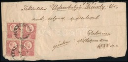 1873 Réznyomat 4 X 5kr Hiányos, Hajtott Ajánlott Levélen / On Demaged, Folded Registered Cover 'TURKEVE N. KUNSÁG' - 'KI - Andere & Zonder Classificatie