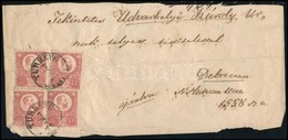 1873 Réznyomat 4 X 5kr Hiányos, Hajtott Ajánlott Levélen / On Demaged, Folded Registered Cover 'TURKEVE N. KUNSÁG' - 'KI - Autres & Non Classés