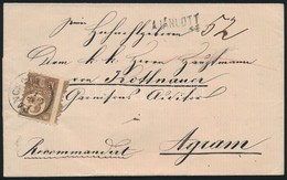1875 Látványosan Képbe Fogazott Réznyomat 15kr Ajánlott Levélen / Mi 11 With Strongly Shifted Perforation On Registered  - Andere & Zonder Classificatie