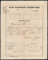 1862 Távirat Ritka űrlapon / Telegram, Rare Form 'SEMLIN' - Sonstige & Ohne Zuordnung