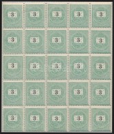 ** 1889 3kr 'E' Elfogazott 25-ös Tömb (25.000+++) / Mi 29 B Block Of 25 With Shifted Perforation - Andere & Zonder Classificatie