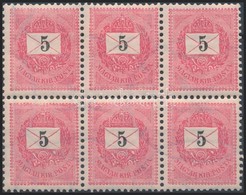 ** 1889 5kr 'E' Hatostömb / Mi 30B Block Of 6 - Other & Unclassified