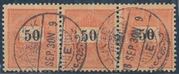 O 1889 50kr Hármascsík összefüggő Típusokkal / Stripe Of 3 With Type Varieties - Sonstige & Ohne Zuordnung