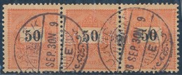 O 1889 50kr Hármascsík összefüggő Típusokkal / Stripe Of 3 With Type Varieties - Autres & Non Classés