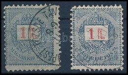 O 1889 1Ft Sztereo, Illetve Elektro Nyomat 11 1/2 Fogazással Vékony, Illetve Vastag Számjegy / Thin And Thick '1' - Autres & Non Classés