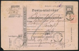 1876 Szelvényes Postautalvány 5kr Díjkiegészítéssel / Money Order With 5kr Additional Franking 'BESZTERCZE' - Autres & Non Classés