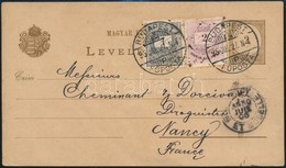 1895 Díjjegyes Levelezőlap 3kr Kiegészítéssel Franciaországba / PS-card With 3kr Additional Franking To France - Autres & Non Classés