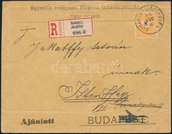 1895 8kr Egyes Bérmentesítés Helyi Ajánlott Levélen / 8kr Single Franking On Registered Local Cover 'BUDAPEST JÓZSEFTÉR' - Sonstige & Ohne Zuordnung