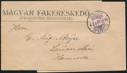 1895 Erősen Hiányos Bélyeg Címszalagon Németországba / Newspaper Wrapper To Germany Franked With Damaged 2kr Stamp - Other & Unclassified