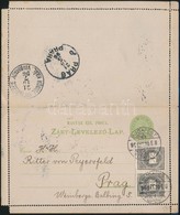 1896 Díjjegyes Zárt Levelezőlap 2 X 1kr Díjkiegészítéssel Prágába / PS-cover Card With Additional Franking To Prague - Autres & Non Classés