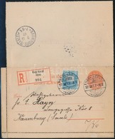 1897 Ajánlott Zárt Díjjegyes Levelezőlap 10kr Kiegészítéssel / Registered PS-cover Card With 10kr Additional Franking 'N - Sonstige & Ohne Zuordnung