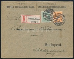 1898 Budapest Helyi Ajánlott Céges Levél P.M.K.B. Céglyukasztásos Bélyegekkel / Local Registered Business Cover With Per - Autres & Non Classés