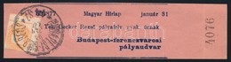 1899 Címszalag 'BUDAPEST - GYŐR - BÉCS 14. SZ.' Vasúti Bélyegzéssel / Newspaper Wrapper With Railway Postmark - Other & Unclassified