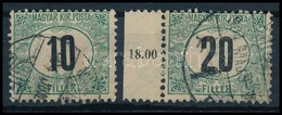 O 1903 Zöldportó 10f Számvízjellel, ívszéli 20f Csillaggal / Postage Due Mi 5 With Number, 7 With Star In Watermark - Autres & Non Classés