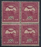 ** 1904 Turul 50f Négyestömb Borvörös, IV-es Számvízjellel (12.000) / Mi 85 B Block Of 4, IV In Watermark - Autres & Non Classés