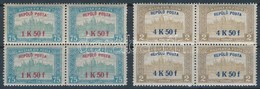 ** 1918 Repülő Posta Sor Négyes Tömbökben (60.000++) / Mi 210-211 Blocks Of 4. Certificate: Glatz - Autres & Non Classés