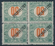 ** 1919 Köztársaság Portó 50f Négyestömb, Fordított értékjelzéssel és Felülnyomással (120.000) / Mi P 51 Block Of 4, Wit - Autres & Non Classés