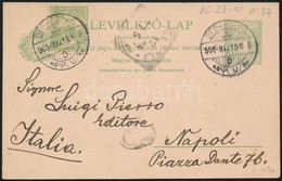 1900 Díjjegyes Levelezőlap 5f Kiegészítéssel Nápolyba / PS-card With Additional Franking To Napoli - Autres & Non Classés