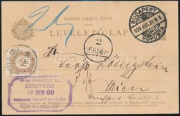 1900 Díjjegyes Levelezőlap Bécsbe, Vágott Osztrák Portóval / PS-card To Vienna, With Postage Due - Sonstige & Ohne Zuordnung