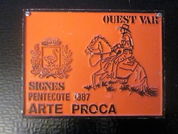 SIGNES (Var) Pentecote 1987 ARTE PROCA - F.F.E.-Équestre Equitation Plaque De Concours Hippique Fédération Française - Tin Signs (vanaf 1961)