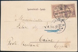 1901 Képeslap Kairóba Turul 4f + 6f Bérmentesítéssel, érkezési Bélyegzővel. Ritka Destináció!! / Postcard From Temesvár  - Autres & Non Classés