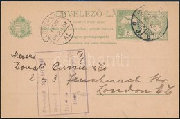 1901 5f Díjjegyes Levelezőlap 5f Kiegészítéssel Londonba / PS-card With 5f Additional Franking To London - Sonstige & Ohne Zuordnung