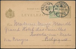 1905 Díjjegyes Levelezőlap 5f Kiegészítéssel Belgiumba / PS-card With 5f Additional Franking To Belgium - Other & Unclassified