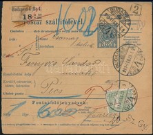 1910 Szállítólevél Sz.Gy. Céglyukasztással és 60f Kiegészítéssel / Parcel Card With Perfin - Other & Unclassified