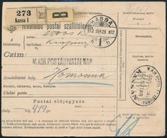 1912 Hivatalos Postai Szállítólevél / Official Parcel Card 'KASSA' - Homonna - Other & Unclassified