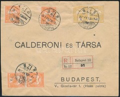 1912 2 X 2f + 4 X 3f Helyi Ajánlott Levélen (benne II-es Típusú Bélyeg) / Local Registered Cover With 6 Stamps - Sonstige & Ohne Zuordnung