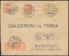 1912 2 X 2f + 4 X 3f Helyi Ajánlott Levélen (benne II-es Típusú Bélyeg) / Local Registered Cover With 6 Stamps - Autres & Non Classés