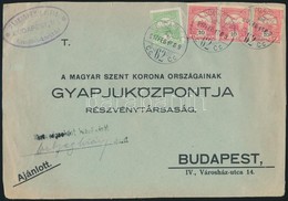1917 Budapest Helyi Ajánlott Nagyalakú Levél 35f Bérmentesítéssel, Közönségesként Kezeltetett / Local Registered Cover W - Other & Unclassified