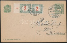 1918 8f Díjjegyes Levelezőlap 2 X 2f Portóval, Lemezhibával / 8f PS-card With 2 X 2f Postage Due 'NAGYMIHÁLY' - Autres & Non Classés
