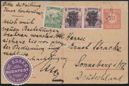 1920 Díjjegyes Levelezőlap 3 Bélyeges Díjkiegészítéssel Németországba / Postcard To Germany - Other & Unclassified