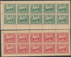 ** Hohe Rinne 1924 Fogazott Piros és Zöld 10-es Kisív. (200.000) / Red And Green Minisheets Of 10 - Sonstige & Ohne Zuordnung