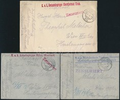 1915-1916 3 Db Tábori Posta Küldemény Különböző érdekesebb Alakulat Bélyegzésekkel / 3 Field Covers With Interesting Can - Andere & Zonder Classificatie