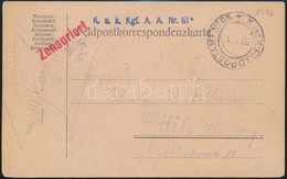 1916 Tábori Posta Levelezőlap / Field Postcard 'K.u.k. Kgf. A.A. Nr.61' + 'FP 95' - Autres & Non Classés