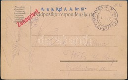 1916 Tábori Posta Levelezőlap / Field Postcard 'K.u.k. Kgf. A.A. Nr.61' + 'FP 95' - Andere & Zonder Classificatie