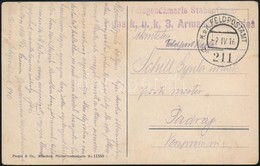 1916 Tábori Posta Képeslap / Field Postcard 'Feldgendamerie Stabsoffizier Des K.u.k. 3. Armeekommandos' + 'FP 211 A' - Altri & Non Classificati