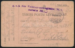 1916 Tábori Posta Levelezőlap / Field Postcard 'Feldkanonenregiment' + 'TP 251' - Other & Unclassified