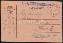 1917 Tábori Posta Levelezőlap / Field Postcard 'K.u.K. STARKSTROMKOMMANDO' + 'FP 390 B' - Autres & Non Classés