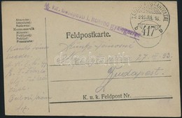 1918 Tábori Posta Levelezőlap / Field Postcard  'M.kir. Budapesti  I. Honvéd Gyalogezred' + 'TP 417 B' - Autres & Non Classés