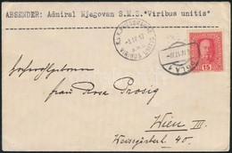 1917 Njegovan Admirális, Flottaparancsnok Levele Bécsbe / Field Post Cover 'S.M.S. VIRIBUS UNITIS' + 'POLA' - Andere & Zonder Classificatie