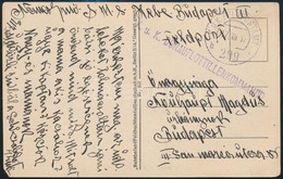1917 Tábori Posta Képeslap Budapestre / Field Postcard 'K.u.K. DONAUFLOTTILLENKOMMANDO' + 'FP 299 B' - Andere & Zonder Classificatie