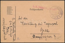 1918 Tábori Posta Levelezőlap / Field Postcard 'S.M. Dampfer Nesazio' + 'POLA' - Altri & Non Classificati