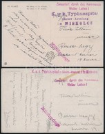~1917 2 Db Tábori Posta Képeslap A Miskolci Tifuszkórház Kolera Osztályáról / Field Postcard 'K.u.K. Typhusspital Choler - Sonstige & Ohne Zuordnung