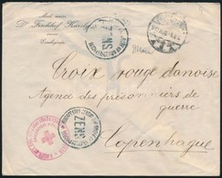 1917 Hadifogoly Levél Dániába / POW Cover To Danmark 'A MAGY. SZT. KOR. ORSZÁGAI VÖRÖSKERESZT EGYESÜLETÉNEK ÉRSEKÚJVÁRI  - Other & Unclassified