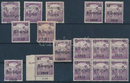 ** * Baranya I. 1919 Arató 45f/15f Bélyegekből összeállítás Nyomási Eltérésekkel, Elcsúszásokkal, Hiányzó Számokkal, Bet - Altri & Non Classificati