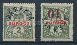 * Baranya II. 1919 2 Db Sürgős Bélyeg értékjelzés Nélküli Tévnyomat Ill. Fordított Felülnyomás / 2 X Mi 47 Overprint Err - Other & Unclassified